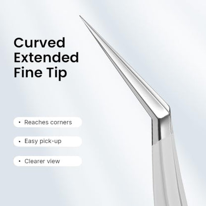 Craft Tweezers, Precision Tweezer with Leather Pouch for Stickers - color: Silver
