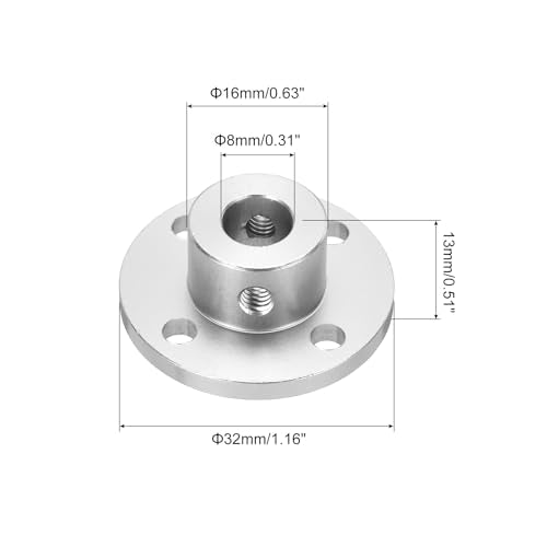MECCANIXITY 2pcs 8mm Bore Rigid Gold Flange Coupling Connector Aluminum Hub - color: Silver
