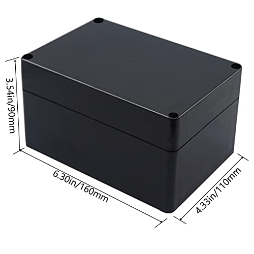 Project Box ABS Black Electrical Boxes IP65 Outdoor Waterproof Box Electronic Junction Box Power Enclosure with Cable Glands for DIY Project 6.3 x 4.33 x 3.54 inch (160x110x90mm) - size: 6.3"x4.33"x3.54"