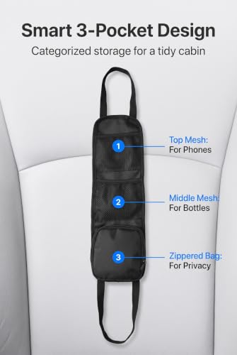 2 PCS Car Seat Side Organizer, Mesh Pocket Storage Bag, Auto Caddy