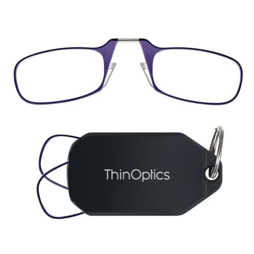 Always With You by ThinOptics Classic Keychain Reading Glasses - color: Black Case / Purple Frames