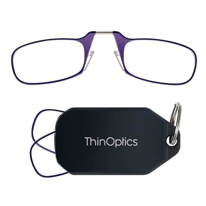 Always With You by ThinOptics Classic Keychain Reading Glasses - color: Black Case / Purple Frames