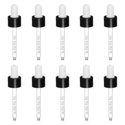PATIKIL Glass Eye Dropper w/Measurement mark for 1oz Glass Bottles 10Pcs - color: White/Black Top, size: 1oz