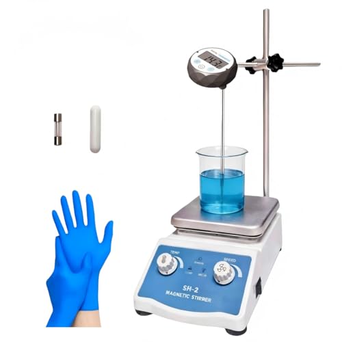 SYLPHID SH-2 Magnetic Stirrer Hot Plate, 536°F/280℃ Max Lab Hotplate Mixer with 2600 RPM Stir Plate, Includes Electronic Probe Thermometer, Fuse, Stir Bar,Support Stand&a Pair of Nitrile Gloves
