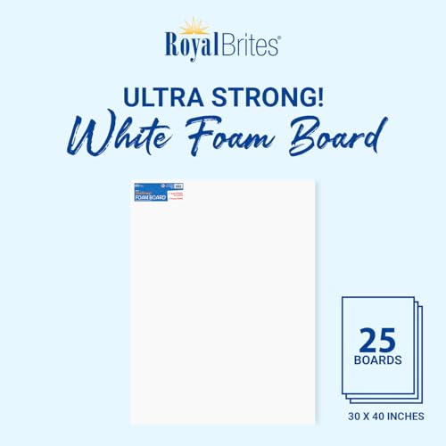 Royal Brites White Foam Board - 3/16 in Thick, Lightweight & Sturdy - 30 x 40 in, 25 Sheets - color: White, size: 30" x 40", 25 Sheets
