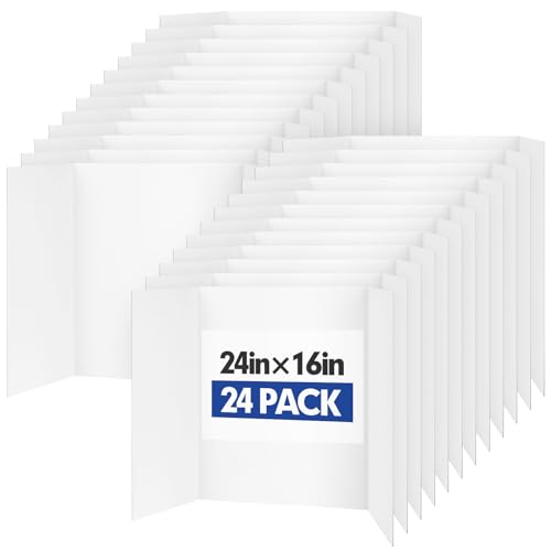 Trifold Poster Board,24 Pack 24" x 16" White Corrugated Poster Boards - color: white, size: 24P