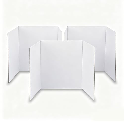 24" x 16",3-Pack, Trifold Poster Board, White Corrugated Project Boards for Science Fairs, Office & School Projects, Photo Displays Event - size: 2