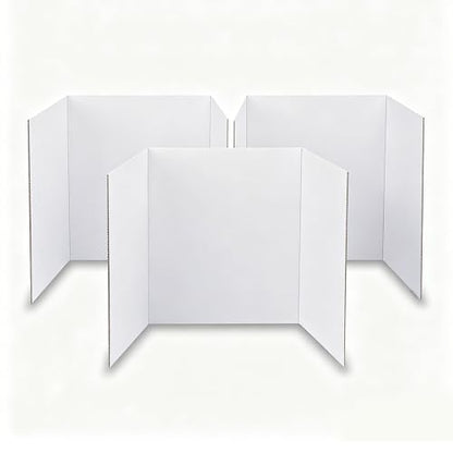 24" x 16",3-Pack, Trifold Poster Board, White Corrugated Project Boards for Science Fairs, Office & School Projects, Photo Displays Event - size: 2