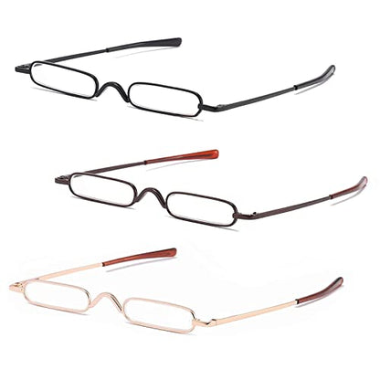 Mini Slim Pen Reading Glasses, Black+Brown+Gold, 2.00 - color: Black+brown+gold