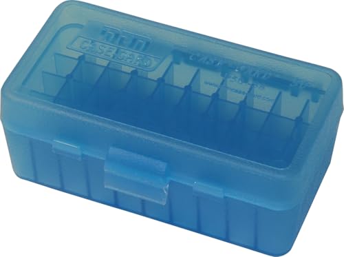 MTM 50 Round Flip-Top Ammo Box 38/357 Cal (Clear Blue) - color: Clear Blue