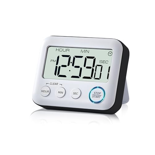 Digital Kitchen Timer Alarm Clock for Cooking, Large LCD Display Multi-Function, Strong Magnetic with Loud Alarm, Digital Timer for Kids,Teachers,Classroom, Exercise or Work (Black)