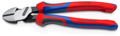 KNIPEX Tools - High Leverage Angled Diagonal Cutters, 12 Degree Angled, Multi-Component (7422200SBA), 8 inches