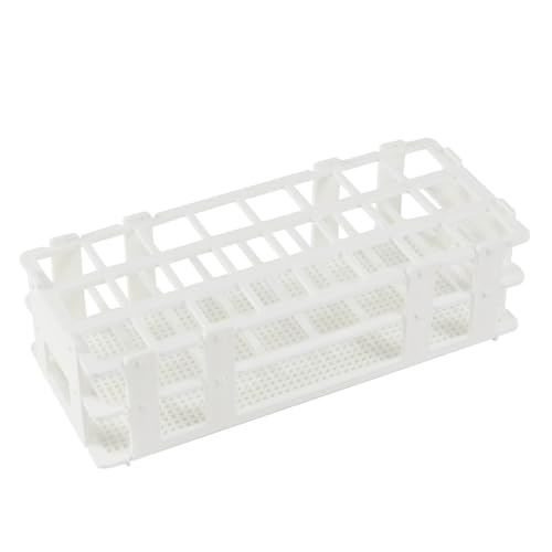 BIPEE Plastic Test Tube Rack, 24 Holes，Test Tube Holder for 25 mm Test Tubes, White Vial Holder, Detachable Test Tube Holder Rack (1pcs，24 Holes） - size: 24 hold