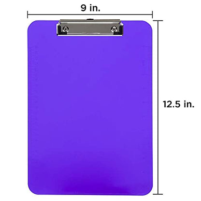 JAM PAPER Plastic Clipboards with Low Profile Metal Clip - Letter Size (9 x 12.5) - Violet Purple - Clip Board Sold Individually - color: Purple, size: Single Clipboards
