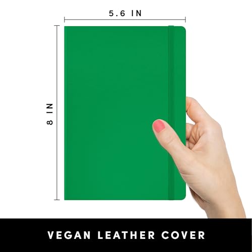 PAPERAGE Lined Journal Notebook, Hardcover Journal for Women & Men, 160 Pages, (5.6 in x 8 in), College Ruled Journaling Notebook for Work, School Supplies & Note Taking, (Green) - color: Green, style: A. Lined
