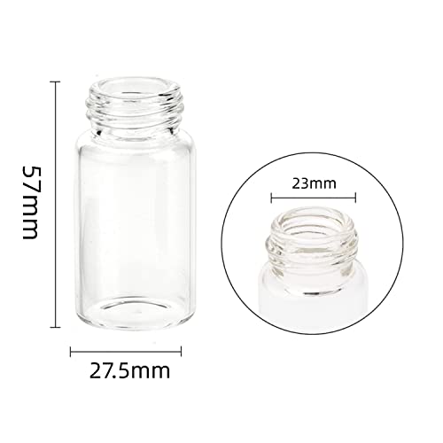 20ML Clear Glass Sample Vial, Liquid Sampling Sample Glass Bottle, Borosilicate Storage Glass Vial 27.5x57mm Black 24-400 Polypropylene Screw Cap with PE Liners, Pack of 100 - size: 20ML