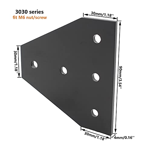 4 PCS Joint Plate, TTZEZE Surface Anodic Oxidation Black T Shape Corner Bracket Plate 5 Hole Outside Joining Plate for 3030 Series Aluminum Profile 3D Printer Frame - color: T shape, size: 3030