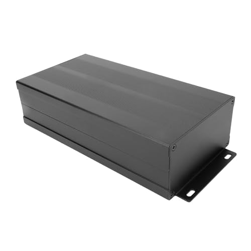 Yctze DIY Hobby Project Box, Aluminum Enclosure Electronic Cooling Case for Circuit Board, Size 55 X 106 X 200mm ((Sand Black with Bent Plate))