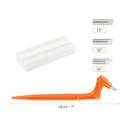 HARFINGTON Craft Cutting Tools 15/30/45 Degree Blades 360 Degree Rotating Blade Stainless Steel Cutter Pen Knife with Sharpening Stone for DIY Crafts Stencils Scrapbooks, Orange - color: Orange