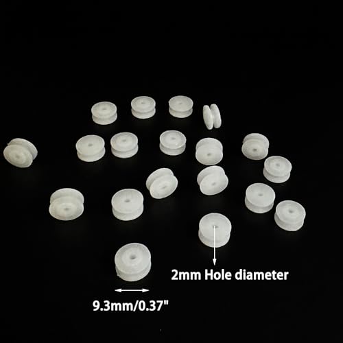30PCS 2mm Hole Plastic Pulley Wheel Belt Pulley Drive Pulley with Rubber Band Transmission Belt Pulley Belt for DIY Model Toy RC Car Truck Robot Airplane Parts (White 9.3mm Diameter, 2mm Hole) - style: White 9.3mm diameter