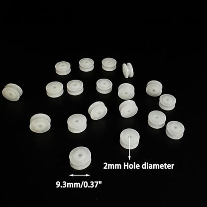 30PCS 2mm Hole Plastic Pulley Wheel Belt Pulley Drive Pulley with Rubber Band Transmission Belt Pulley Belt for DIY Model Toy RC Car Truck Robot Airplane Parts (White 9.3mm Diameter, 2mm Hole) - style: White 9.3mm diameter