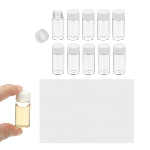 PATIKIL 10Pcs 5ml Clear Glass Vials Sample Vials with Screw Cap Reagent - size: 5ml