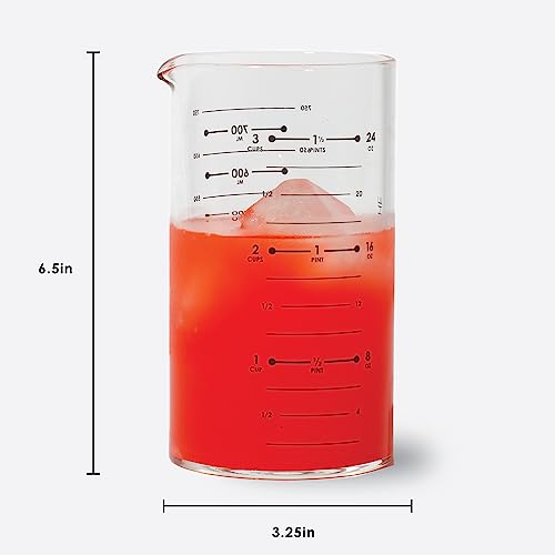 Cocktail Mixing Glass - Ethan+Ashe - Lab Series - 750 ML Dishwasher Safe, Borosilicate Glass - Bar Tools & Bartender Accessories - Batch Drink Mixing Beaker