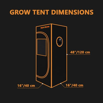 16"x16"x48" Grow Tent Kit - Heavy-Duty 600D Diamond Mylar Lining, 98% Reflective, Viewing Window & Waterproof Floor Tray for Hydroponics Indoor Growing - size: 16"x16"x48"
