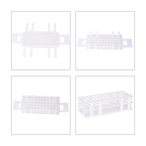 stonylab Test Tube Rack, 6.3 in 60-Place White Plastic Holder Stand Rack, 3-Tier Design and Detachable, for Laboratory Use - size: 16 mm