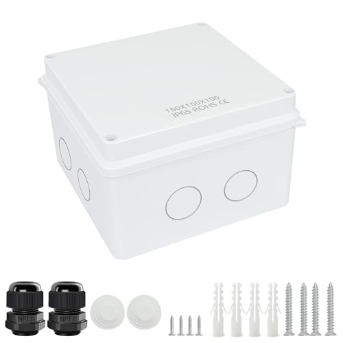 LeMotech Junction Box, Electrical Box IP65 Water Resistant Dustproof ABS Plastic Project Enclosure for Electronics White 5.9X 5.9X 3.9 inch - size: 5.9"x5.9"x3.9"