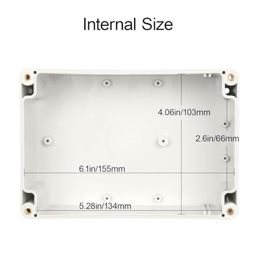 LeMotech Waterproof Dustproof IP65 ABS Plastic Junction Box Universal Electric Project Enclosure Pale Gray 6.3 x 4.3 x 3.5 inch (160 x 110 x 90 mm) - size: 6.3"x4.3"x3.5"