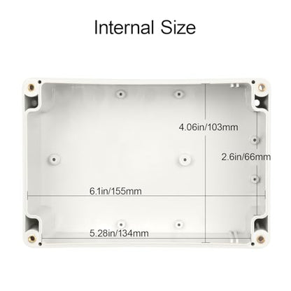 LeMotech Waterproof Dustproof IP65 ABS Plastic Junction Box Universal Electric Project Enclosure Pale Gray 6.3 x 4.3 x 3.5 inch (160 x 110 x 90 mm) - size: 6.3"x4.3"x3.5"