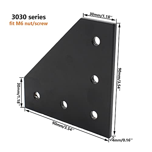 4 PCS Joint Plate, TTZEZE Surface Anodic Oxidation Black L Shape Corner Bracket Plate 5 Hole Outside Joining Plate for 3030 Series Aluminum Profile 3D Printer Frame - color: L shape, size: 3030