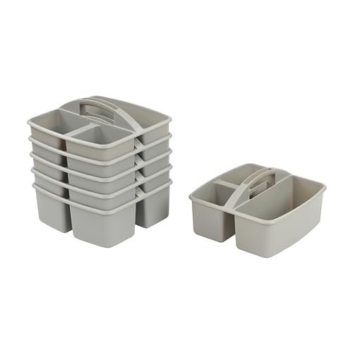 ECR4Kids 3-Compartment Small Storage Caddy Organizer, 6-Pack, Grey - color: Grey