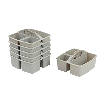 ECR4Kids 3-Compartment Small Storage Caddy Organizer, 6-Pack, Grey - color: Grey