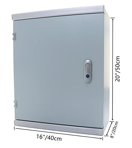 Cold Rolled Steel Electrical Box 20'' x 16'' x 8'' Outdoor/Indoor 1mm/0.04″ Thick Cold Rolled Aluminum Alloy Eyebrow Electrical Enclosure Box 20" H x 16" W x 8" D with Mounting Plate IP66 Weatherproof
