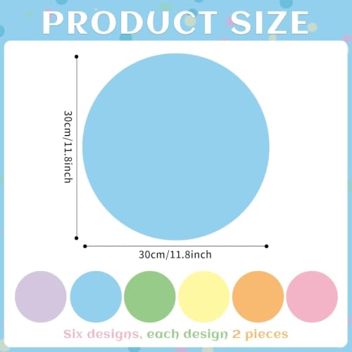 CHUNNIN 12Pcs Dry Erase Dots for Classroom Table 12 Inch Pastel Style - color: Rainbow Colorful