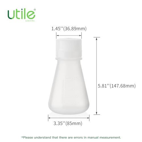 Utile Plastic Erlenmeyer Flask Set with Screw Caps, 6pcs of Vol.250ml Scientific Conical Flask Laboratory Flask,with Molded Graduations, 4023.0652.6 - size: 6 pcs of 250ml