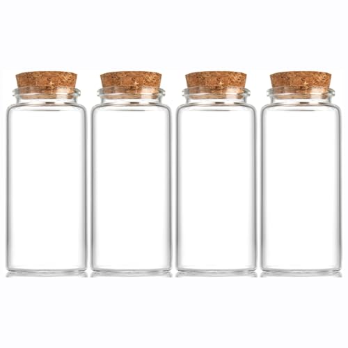 4 pcs 140ml Scripture Jars Glass Bottles with Cork Stopper Prayer Bottle Bible Verse Jar 47x100mm(1.85x3.94inch) - size: 47x100(1.85x3.94in)