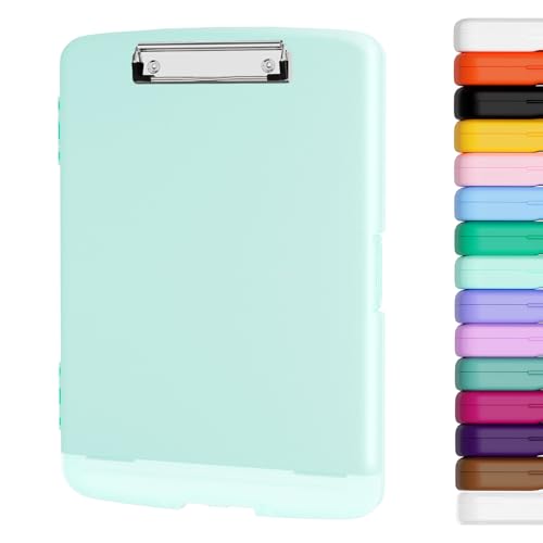 Piasoenc Clipboard with Storage, 8.5 x 11 Clip Board with Pen Holder, Blue - color: Blue