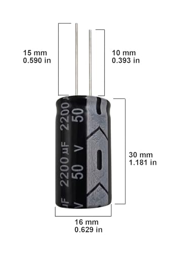 2200uF 50V 16 * 30mm 10pcs Electrolytic Capacitor 2200 uF MFD 50 Volt 0.63 * 1.18in Aluminum Capacitors - size: 2200uF 50V 16*30MM