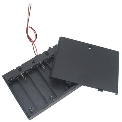 2 PCS 6 Slots AA Battery Holder Bundle with Switch and Leads Plastic AA Battery Case 6 X 1.5 V AA Battery Storage Box with Cap - size: 6 Slots
