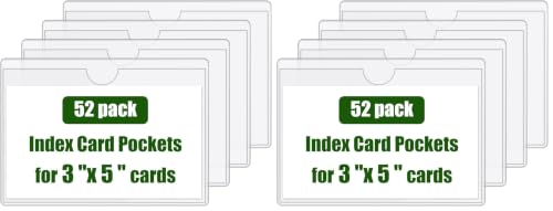 104 Pack Label Pockets for Storage Bins, 3x5 Sticky Index Card Holder - size: 3x5 inches (Pack of 2)