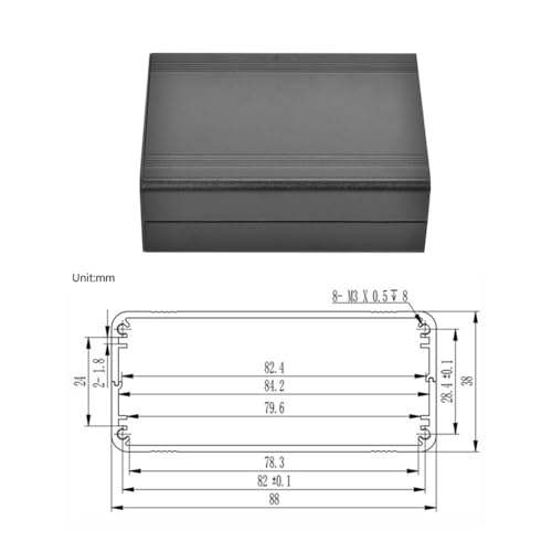 Aluminum Alloy Enclosure Set - Die-Cast Project Box for Electronics with Heat Dissipation, Sandblast Black Finish 4.33x 3.46x1.5in