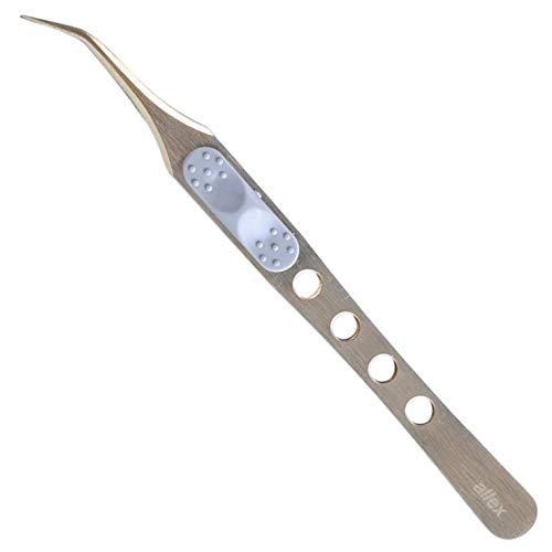 ALLEX Japanese Titanium Tweezers Precision Fine Point (Curved Titanium Coating), Made in JAPAN, Pointy Craft Tweezers for Crafting, Hobby, Jewelry Detail Work, Japanese Stainless Steel, Gold - color: Gold (Extra Wear Resistant), size: 4.5" Curved