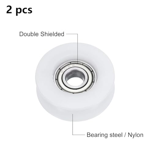 2 PCS 50mm U Groove Nylon Ball Bearing Guide Pulley Wheels Roller Pulleys for Lifting for 6, 8,10mm Rope, 608zz Bearing - size: 50mm(2pcs)