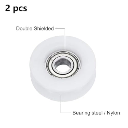2 PCS 50mm U Groove Nylon Ball Bearing Guide Pulley Wheels Roller Pulleys for Lifting for 6, 8,10mm Rope, 608zz Bearing - size: 50mm(2pcs)