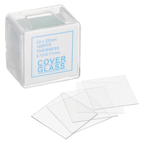 PATIKIL 200pcs Cover Slips for Microscope Slides, 22x22mm Microscope Cover Square for Laboratory Sample Observe - size: 22x22mm