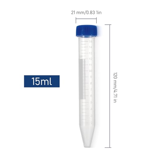 15ml 10Pcs Conical Centrifuge Tubes with Blue Screw Caps