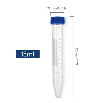 15ml 10Pcs Conical Centrifuge Tubes with Blue Screw Caps